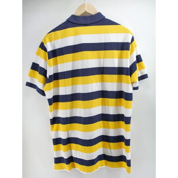 POLO Ralph Lauren Shirt Mens Multi Striped Yellow Blue White Short Sleeve Large - Picture 7 of 7